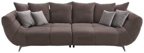 BIGSOFA in Webstoff Braun  - Edelstahlfarben/Braun, Lifestyle, Textil/Metall (300/79/133cm) - Hom`in