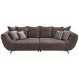 BIGSOFA in Webstoff Braun  - Edelstahlfarben/Braun, LIFESTYLE, Textil/Metall (300/79/133cm) - Hom`in