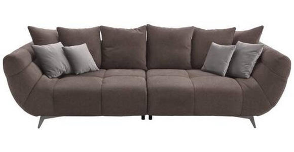 BIGSOFA in Webstoff Braun  - Edelstahlfarben/Braun, LIFESTYLE, Textil/Metall (300/79/133cm) - Hom`in