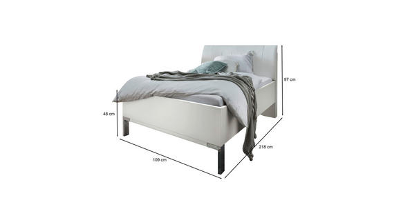 BETT 100/200 cm in Weiß - Chromfarben/Weiß, KONVENTIONELL, Holzwerkstoff/Textil (100/200cm) - Dieter Knoll