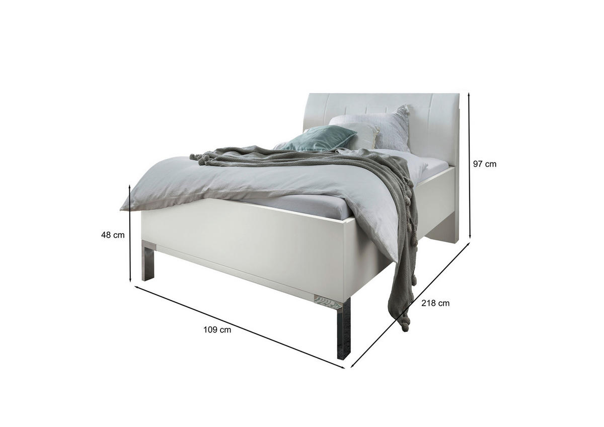 BETT 100/200 cm  in Weiß  - Chromfarben/Weiß, KONVENTIONELL, Holzwerkstoff/Textil (100/200cm) - Dieter Knoll
