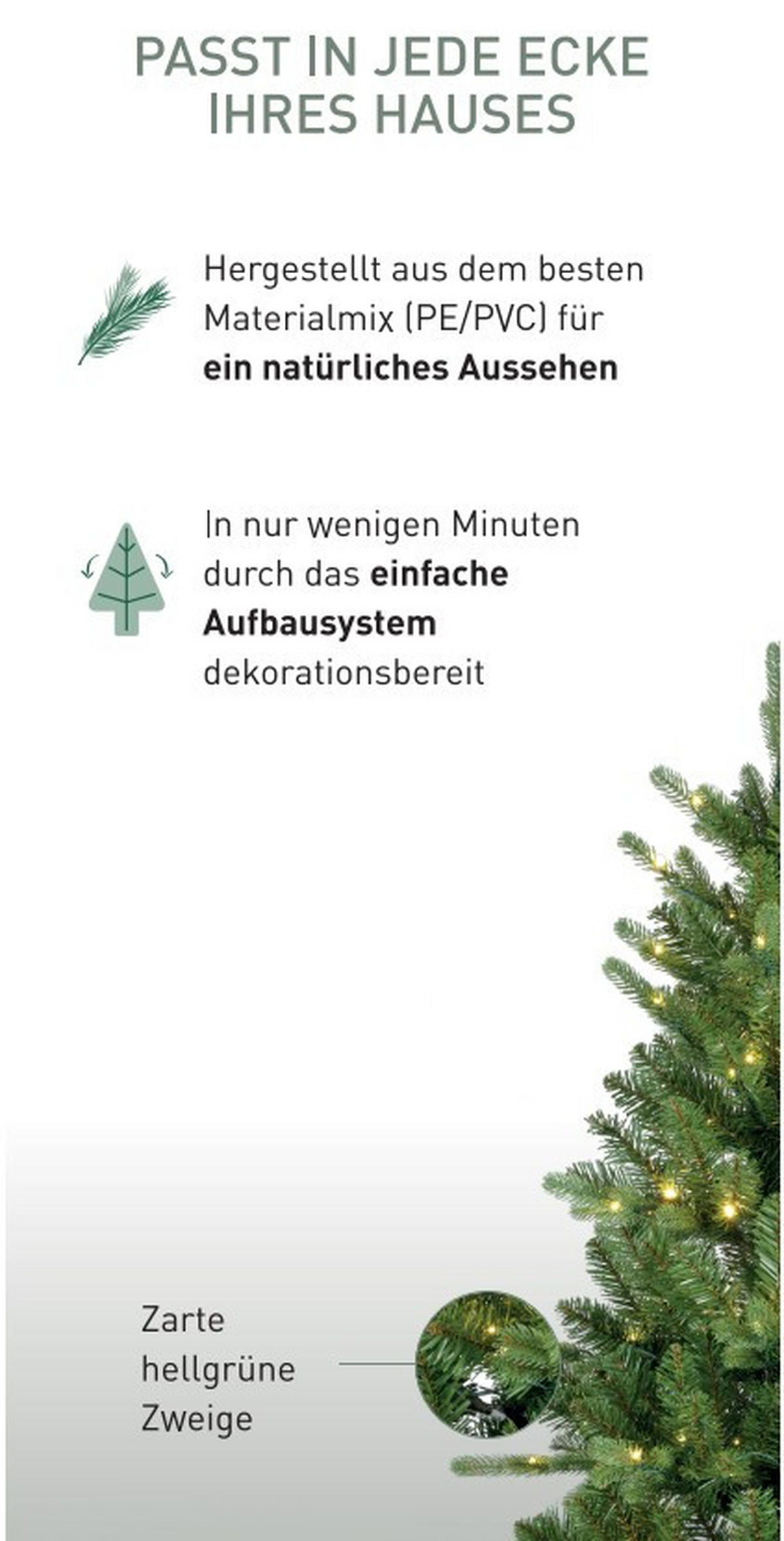 WEIHNACHTSBAUM 180 cm  - Grün, Basics, Kunststoff/Metall (93/180cm) - X-Mas