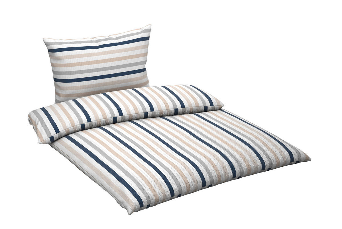 BETTWÄSCHE Mavie Seersucker 140/200 cm  - Blau/Multicolor, KONVENTIONELL, Textil (140/200cm) - Esposa