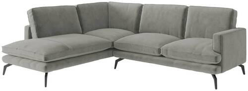 ECKSOFA Grau Flachgewebe  - Champagner/Schwarz, Design, Textil/Metall (202/250cm) - Livetastic