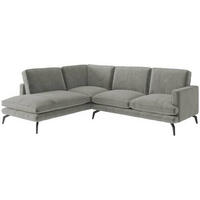 ECKSOFA in Flachgewebe Grau  - Champagner/Schwarz, Design, Textil/Metall (202/250cm) - Livetastic