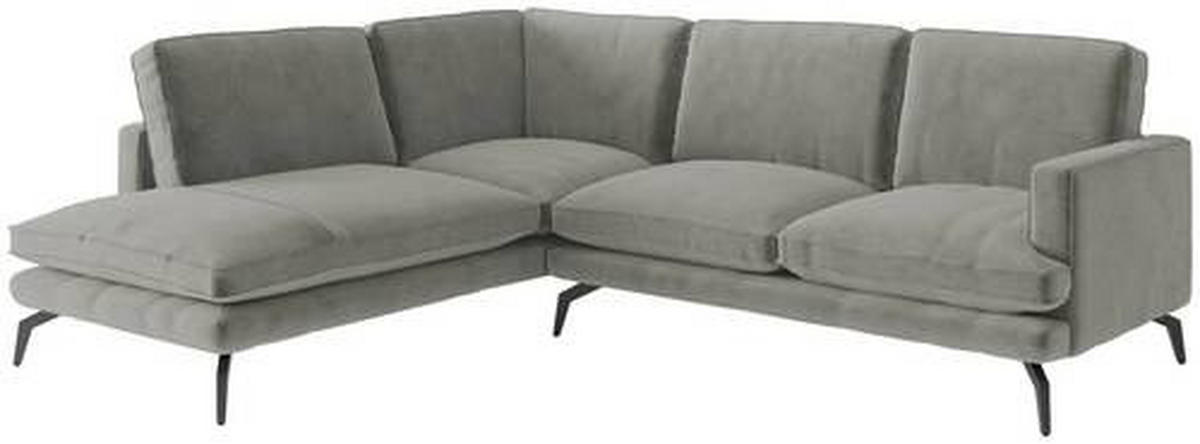 ECKSOFA in Flachgewebe Grau  - Champagner/Schwarz, Design, Textil/Metall (202/250cm) - Livetastic
