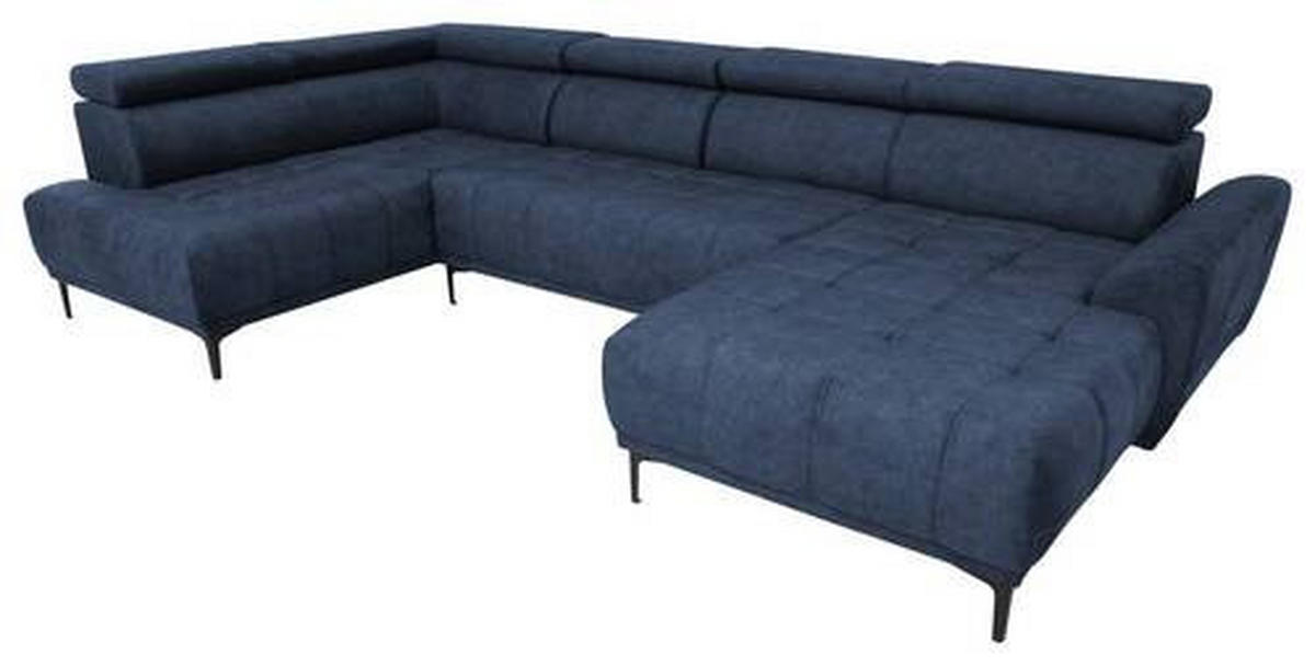 WOHNLANDSCHAFT in Velours Dunkelblau  - Schwarz/Dunkelblau, Design, Textil/Metall (191/340/172cm) - Stylife