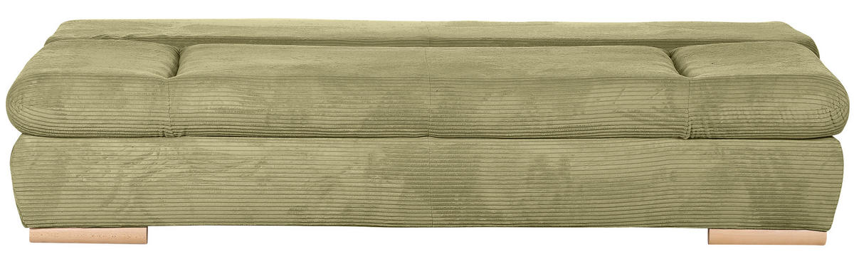 SCHLAFSOFA  mit Rücken echt, Liegefunktion Cord Hellgrün  - Naturfarben/Hellgrün, KONVENTIONELL, Holz/Textil (200/75/92cm) - home24
