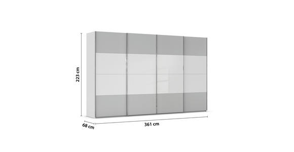 SCHWEBETÜRENSCHRANK  in Weiß, Seidengrau  - Chromfarben/Seidengrau, KONVENTIONELL, Glas/Holzwerkstoff (361/223/68cm) - Novel
