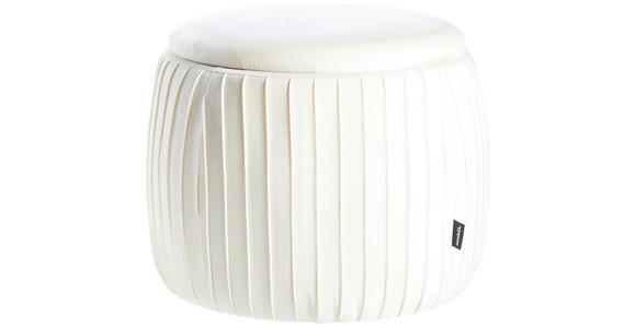 HOCKER Samt Beige - Beige, LIFESTYLE, Textil (47/36/47cm) - Ambia Home