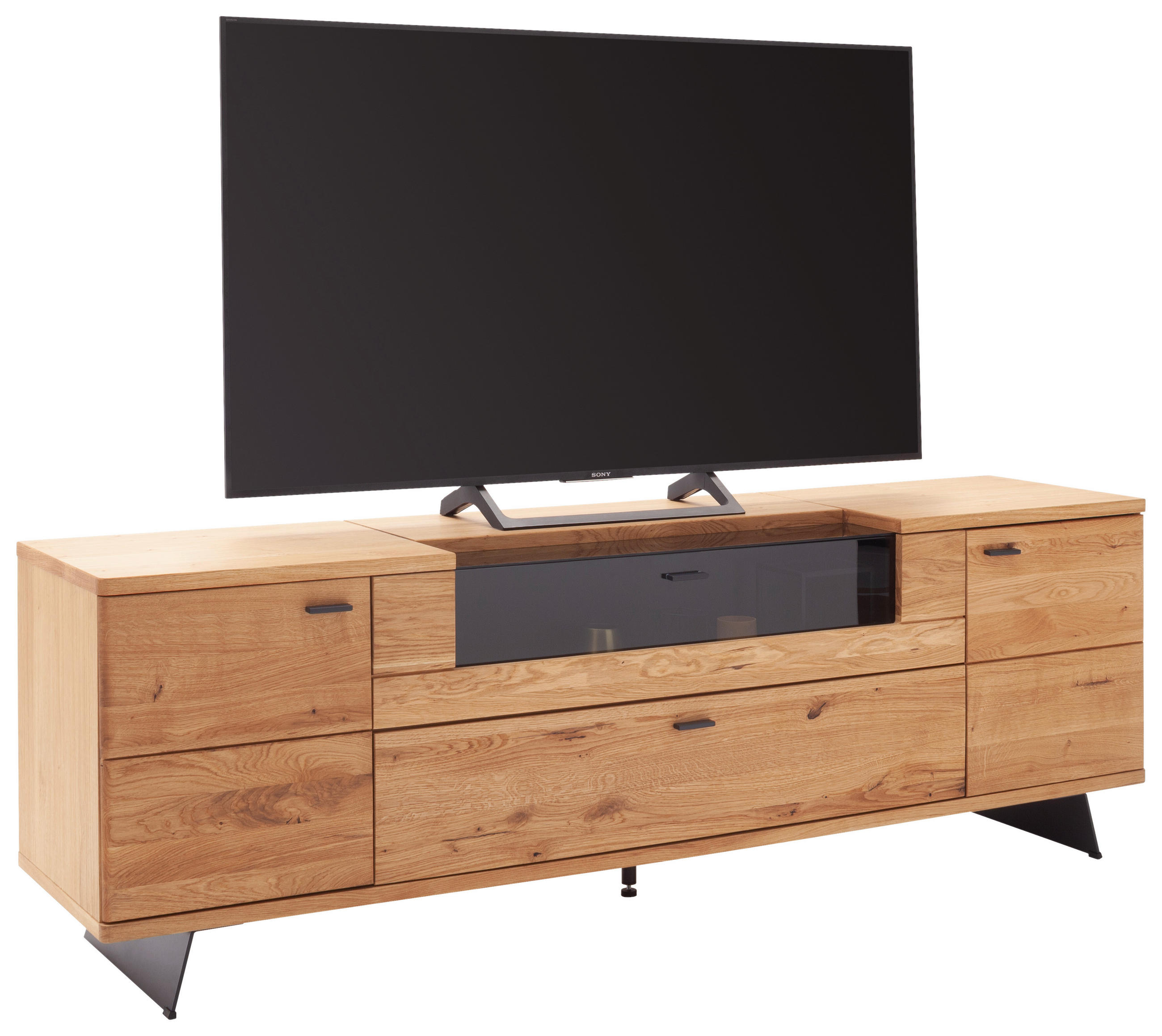 LOWBOARD Wildeiche  210/70/50 cm  - Wildeiche/Anthrazit, Natur, Glas/Holz (210/70/50cm) - Linea Natura