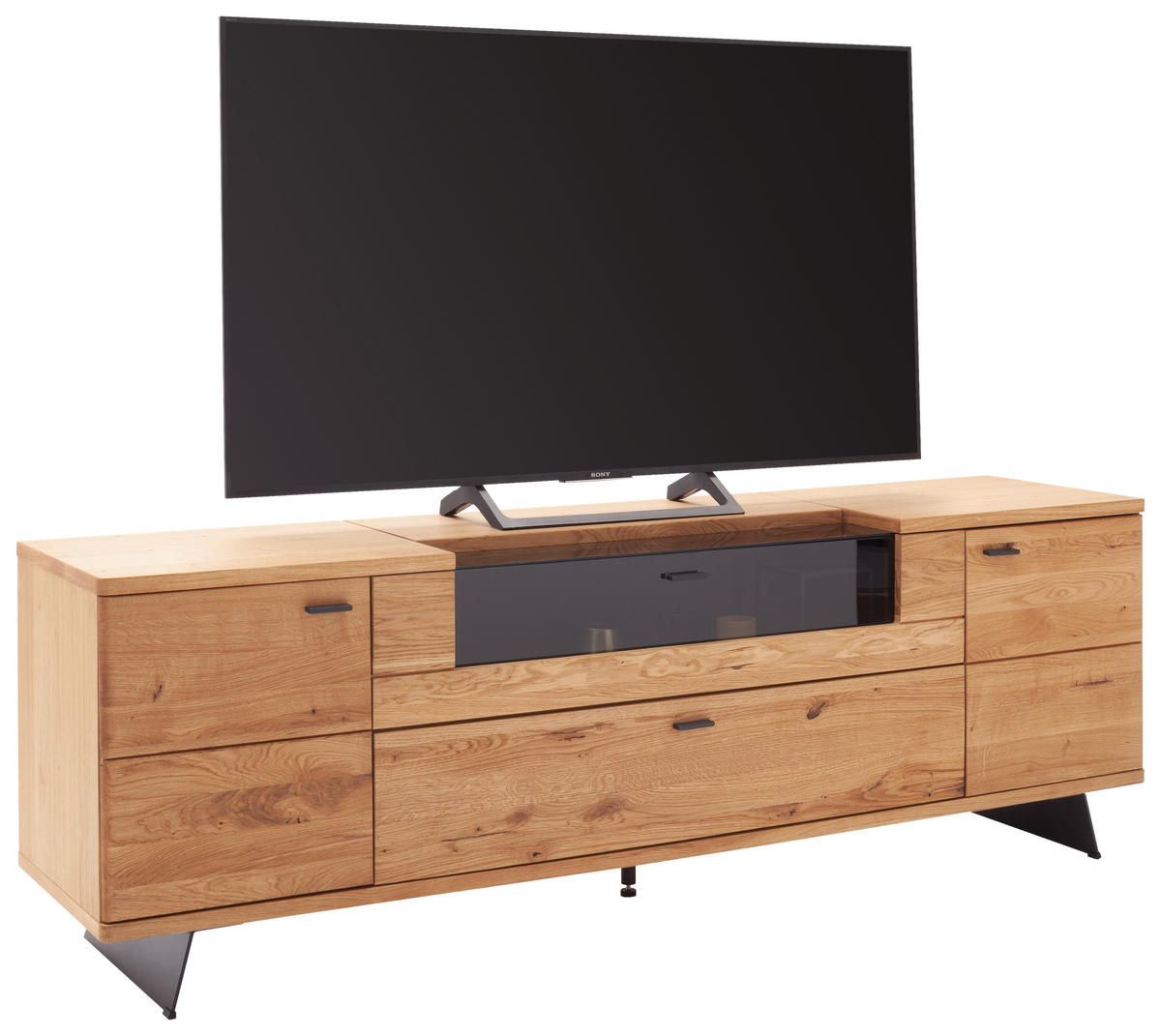 LOWBOARD Wildeiche  210/70/50 cm  - Wildeiche/Anthrazit, Natur, Glas/Holz (210/70/50cm) - Linea Natura