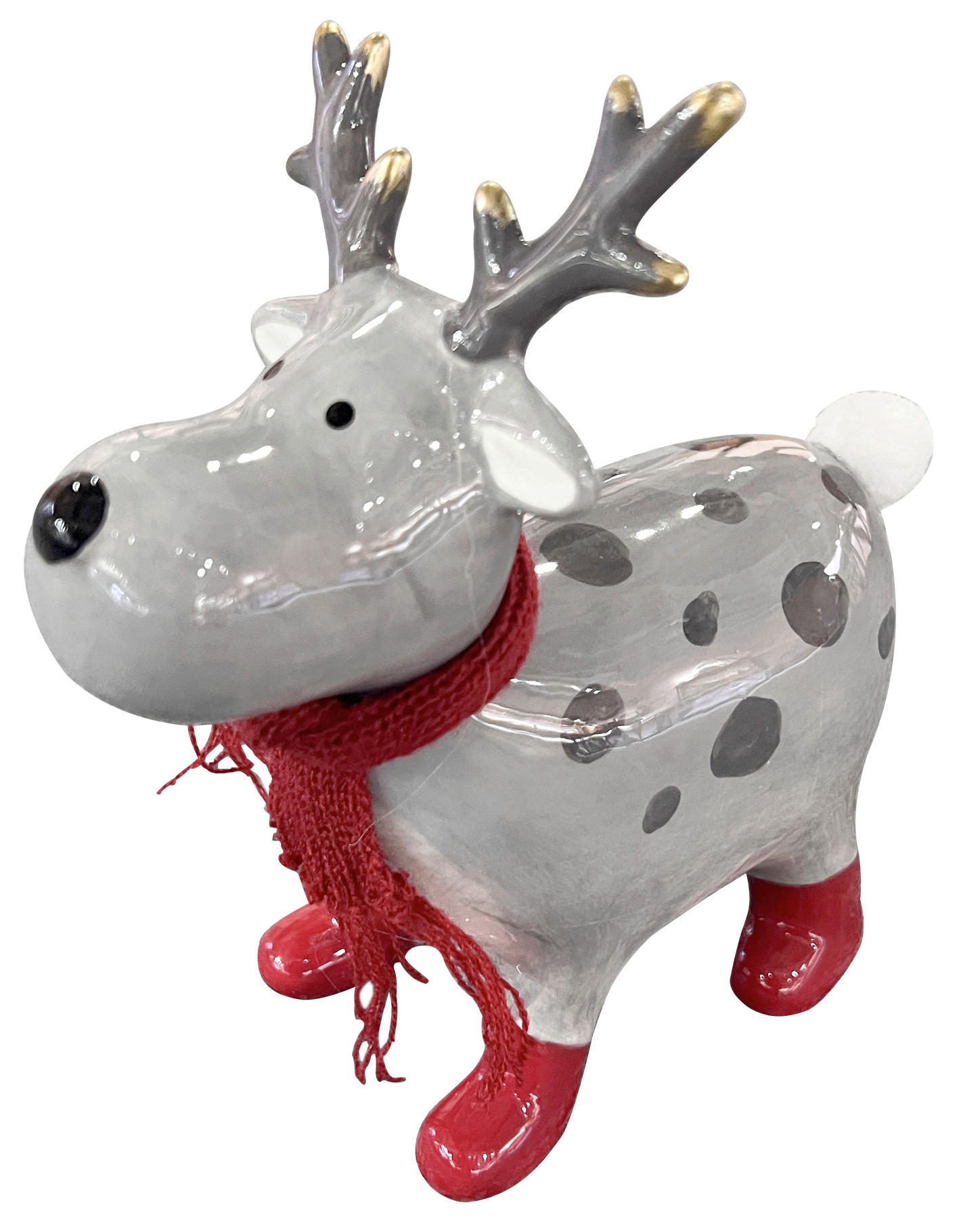 ELAN DECORATIV - roșu/gri, Trend, ceramică/textil (15,7/7,5/18,5cm) - X-Mas