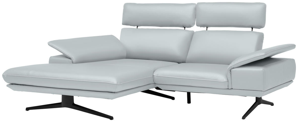 ECKSOFA in Echtleder Hellgrau  150/242 cm  - Beige/Hellgrau, Design, Leder/Metall (150/242cm) - Koinor