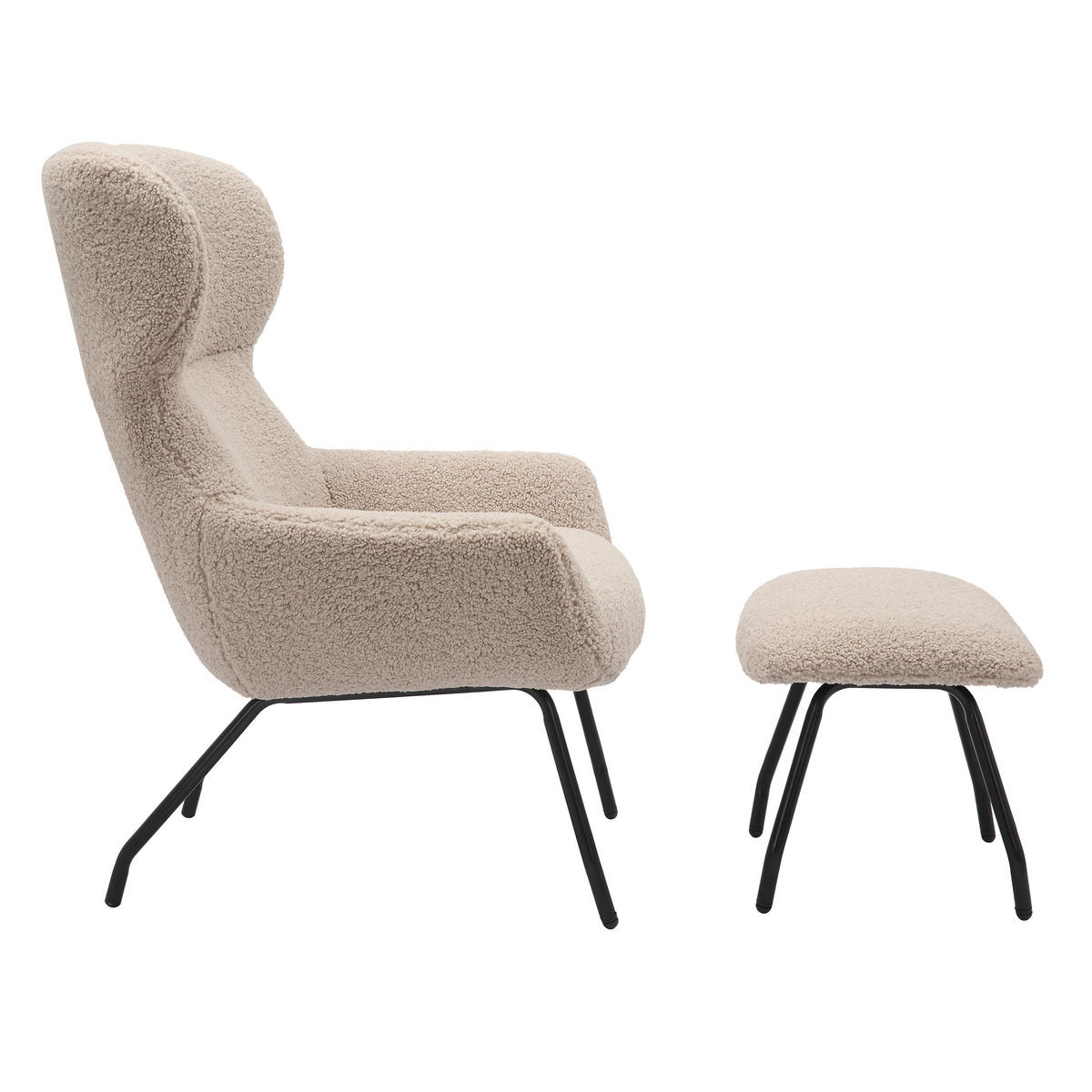 SESSELSET in Teddystoff Taupe  - Taupe/Schwarz, MODERN, Textil/Metall (79/103/82cm) - Livetastic