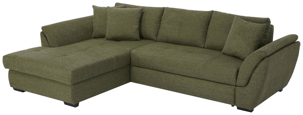 ECKSOFA in Webstoff Grün  - Schwarz/Grün, Design, Kunststoff/Textil (187/278cm) - Livetastic
