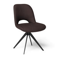 STUHL  in Stahl Echtleder pigmentiert  - Dunkelbraun/Schwarz, Design, Leder/Metall (53/86/61cm) - Joop!