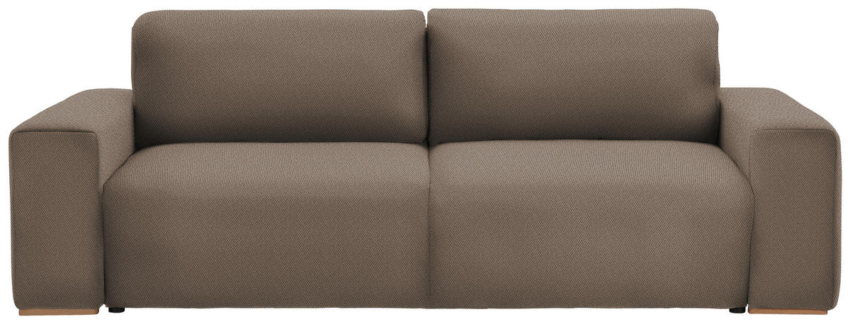 SCHLAFSOFA in Flachgewebe Braun  - Buchefarben/Schwarz, Konventionell, Holz/Kunststoff (255/86/123cm) - Livetastic