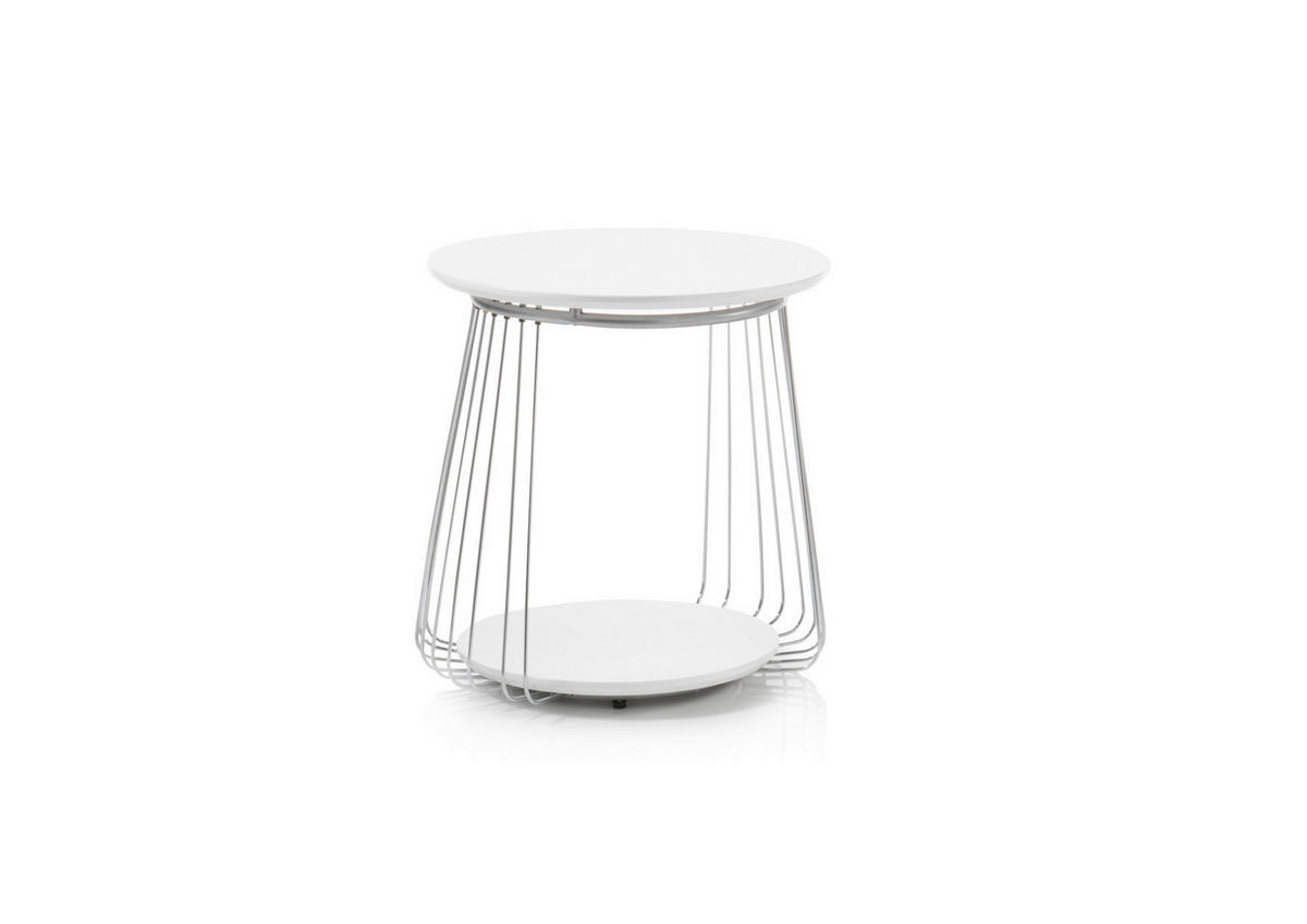 KONFERENČNÍ STOLEK, bílá, kov, kompozitní dřevo, 50/50/51 cm - bílá/barvy chromu, kov/kompozitní dřevo (50/50/51cm) - Xora