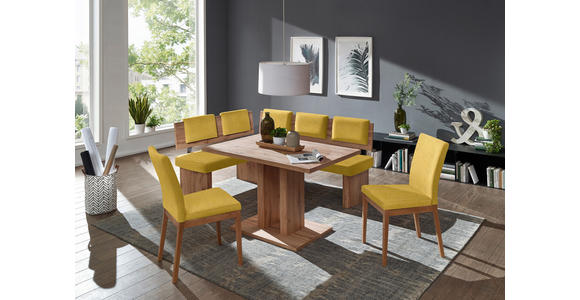 ECKBANK 140/180 cm in Eichefarben, Senfgelb - Eichefarben/Senfgelb, KONVENTIONELL, Holzwerkstoff/Textil (140/180cm) - Cantus