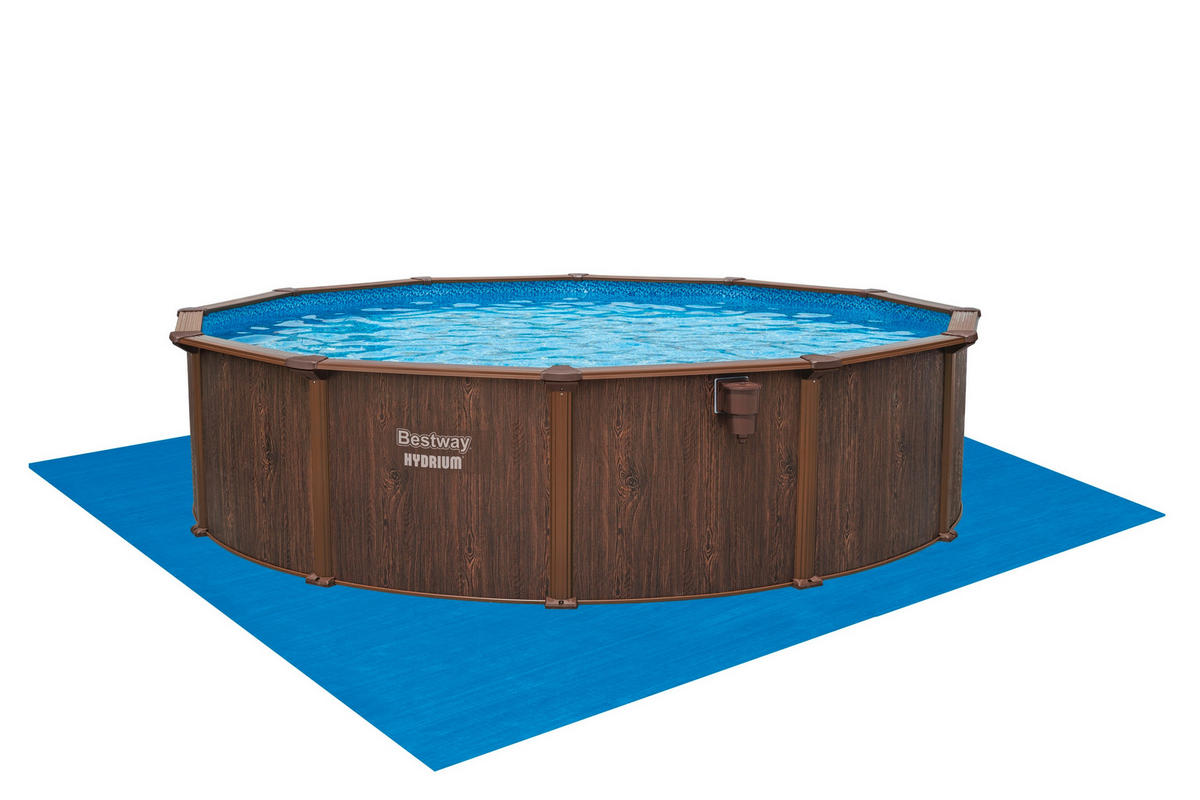 POOL SET 56384 460/132 cm  - Blau/Dunkelbraun, KONVENTIONELL, Kunststoff/Metall (460/132cm) - Bestway