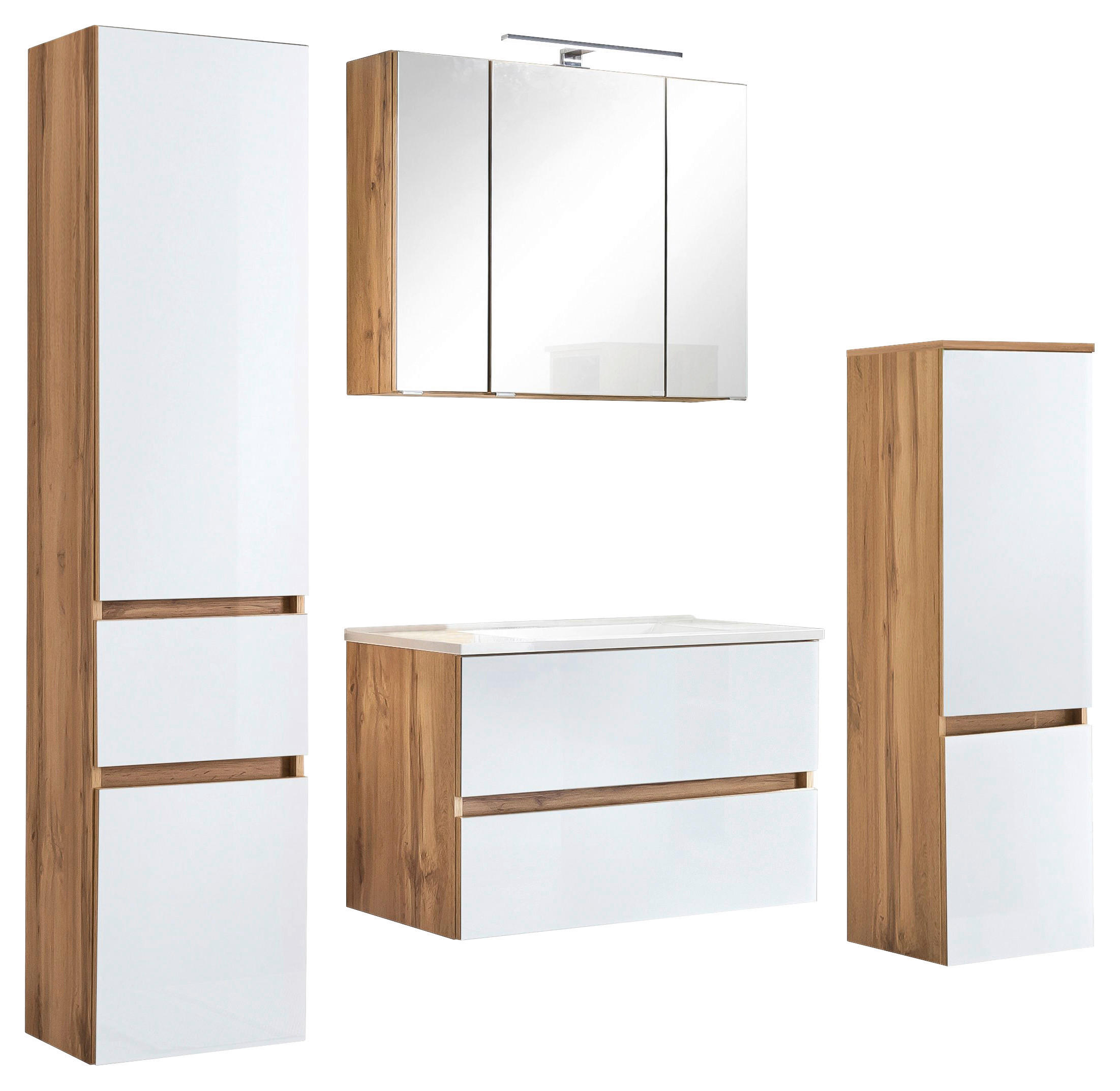 BADEZIMMER  in 160 cm  - Weiss/Eichefarben, Konventionell, Glas/Holzwerkstoff (160cm) - Held