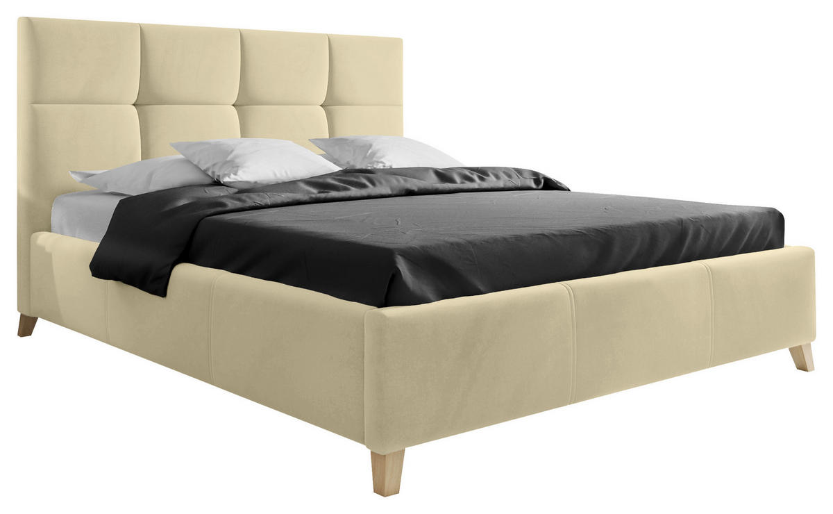 POLSTERBETT 140/200 cm  in Beige  - Beige/Buchefarben, Konventionell, Holz/Textil (140/200cm) - Carryhome
