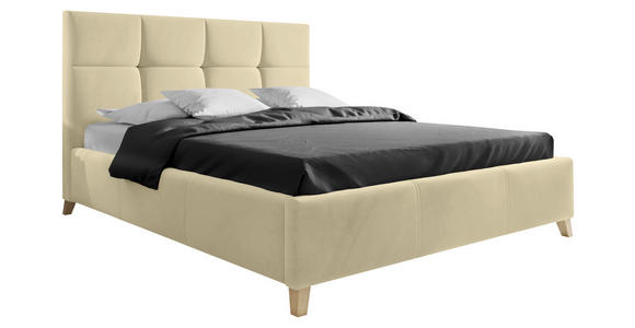 POLSTERBETT Bettkasten, Lattenrost 140/220 cm in Beige - Beige/Buchefarben, KONVENTIONELL, Holz/Textil (140/220cm) - Carryhome