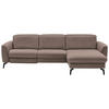ECKSOFA in Echtleder Taupe  - Taupe/Schwarz, Natur, Leder/Metall (281/168cm) - Valdera