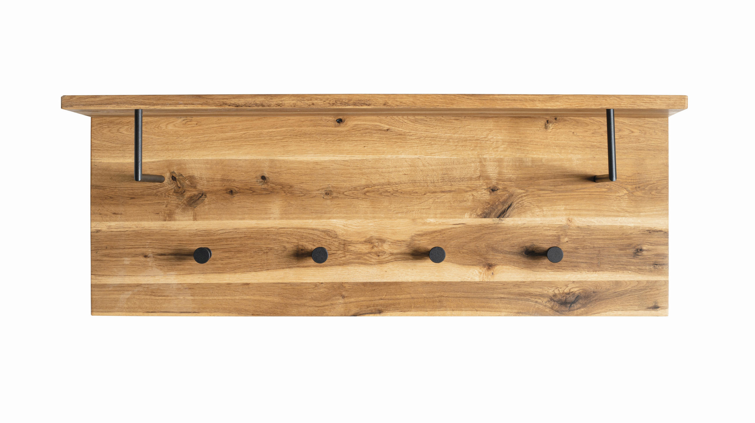 WANDGARDEROBE  in Eiche massiv Schwarz, Eichefarben  - Eichefarben/Schwarz, Basics, Holz/Metall (80/30/20cm)