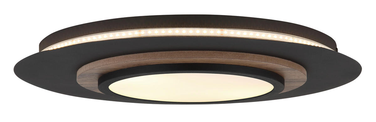 LED-DECKENLEUCHTE 48/5,6 cm   - Dunkelbraun/Schwarz, Natur, Holzwerkstoff/Kunststoff (48/5,6cm) - Globo