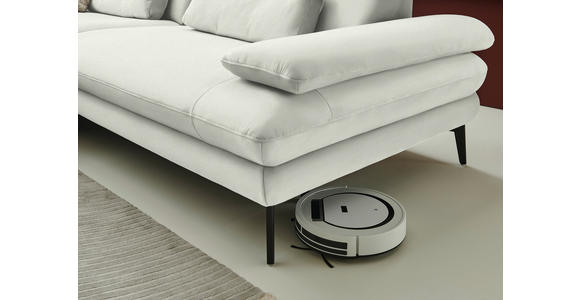 ECKSOFA  in Chenille, Flachgewebe Weiß  180/284 cm  - Schwarz/Weiß, Design, Textil/Metall (180/284cm) - Dieter Knoll