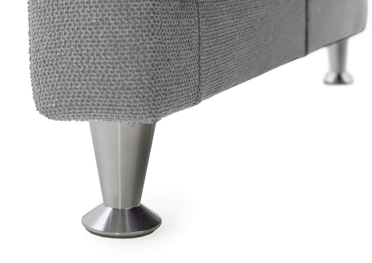 2-SITZER-SOFA Flachgewebe Hellgrau  - Hellgrau/Alufarben, MODERN, Textil/Metall (156/103/89cm) - Pure Home Comfort