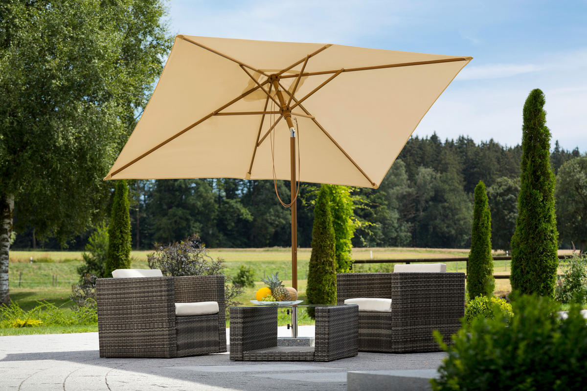 SONNENSCHIRM 300 cm Naturfarben  - Buchefarben/Naturfarben, Basics, Textil/Metall (200/261/300cm) - Schneider