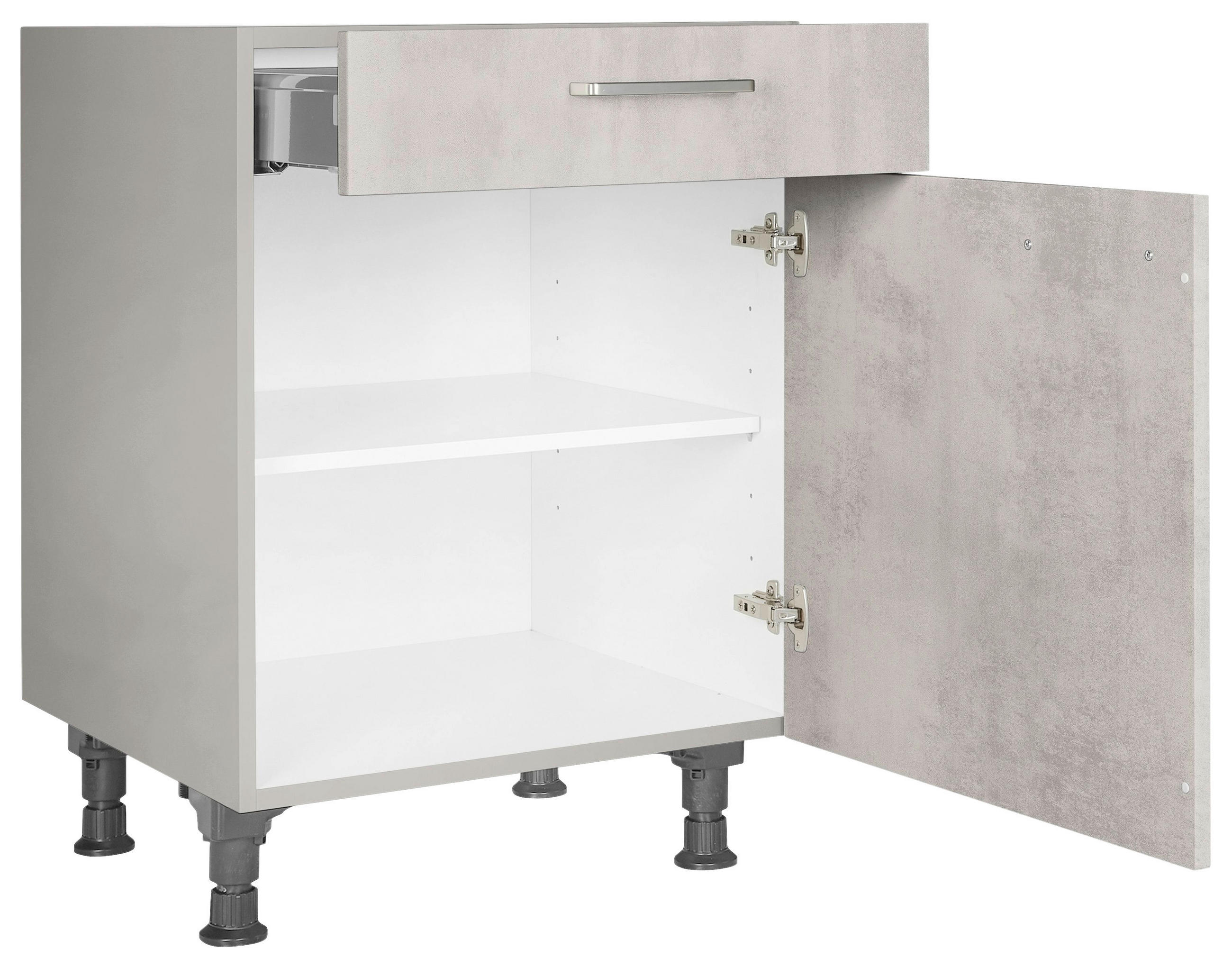 SCHUBKASTENUNTERSCHRANK 60/87/56 cm  in Hellgrau  - Edelstahlfarben/Hellgrau, MODERN, Holzwerkstoff/Metall (60/87/56cm) - Nobilia