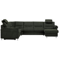 WOHNLANDSCHAFT  in Mikrofaser Dunkelgrün  - Dunkelgrün/Alufarben, KONVENTIONELL, Textil/Metall (262/335/173cm) - Beldomo System