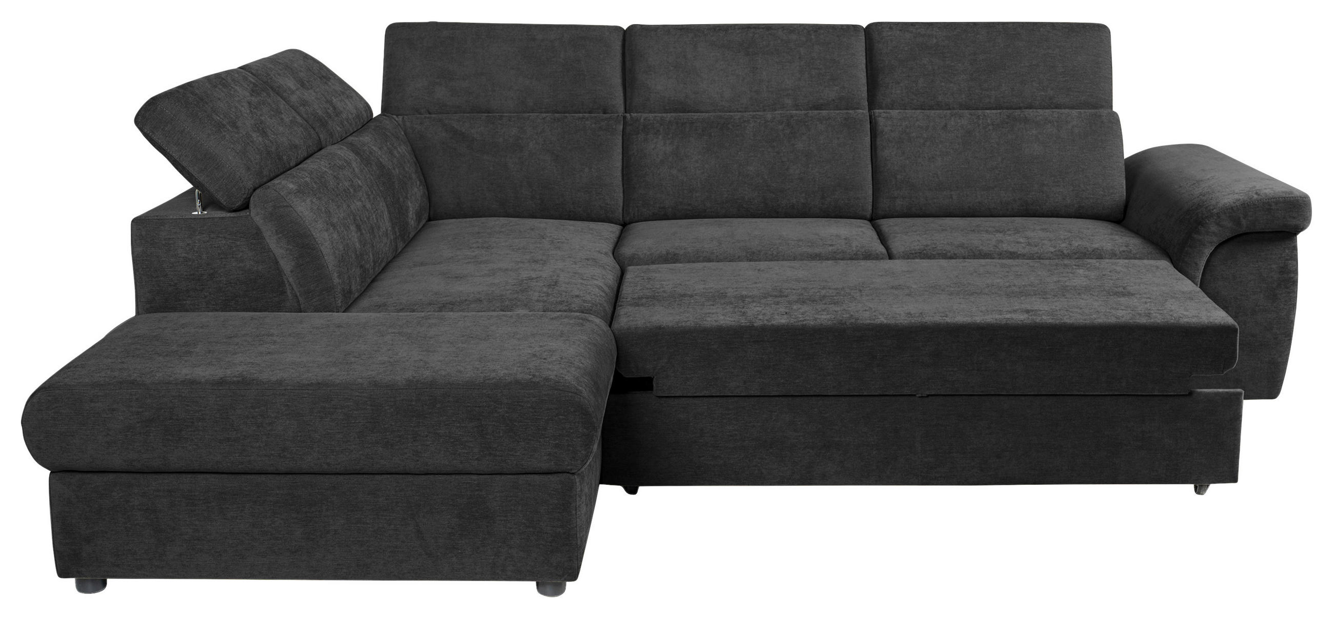 Thumbnail - Carryhome Ecksofa, Schwarz, Textil, 4-Sitzer, Ottomane links, L-Form, 280x235 cm, Stoffauswahl, Liegefunktion, seitenver...