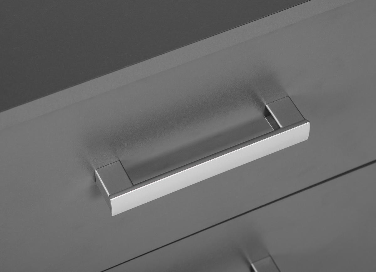 KOMMODE  in  - Silberfarben/Graphitfarben, Basics, Holzwerkstoff/Metall (121,80/40/50,8cm) - MID.YOU