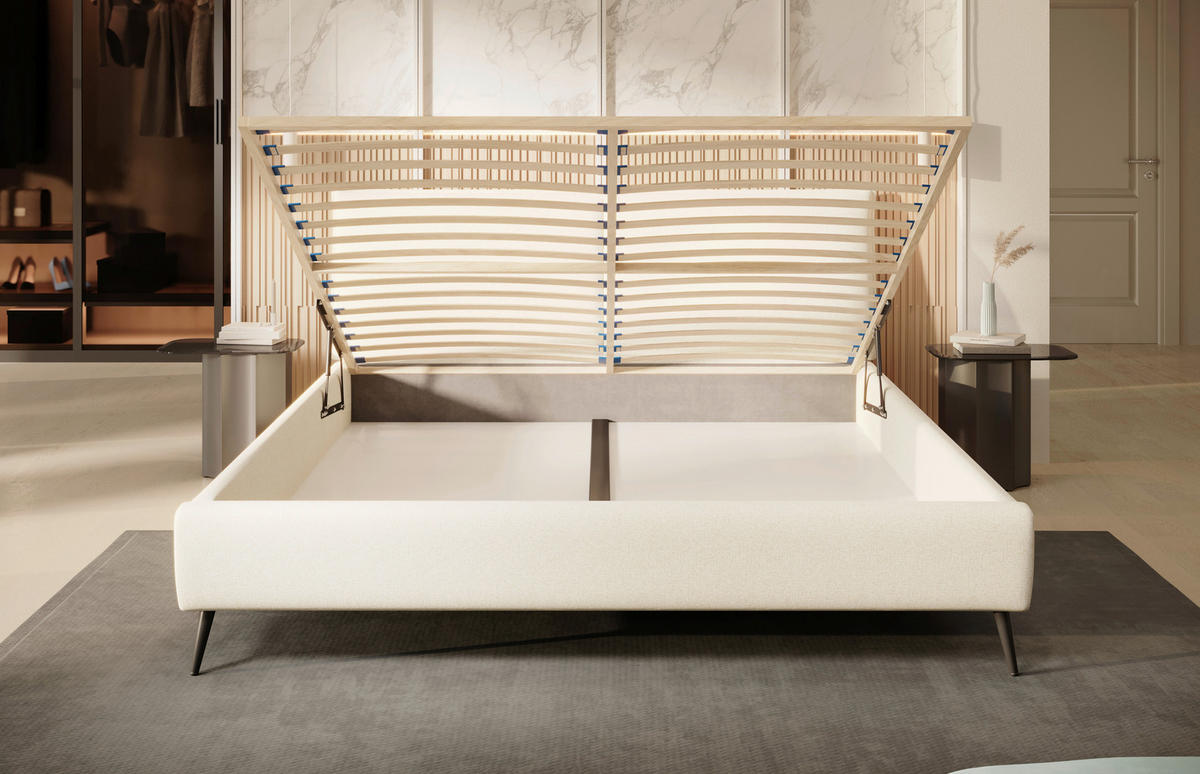 POLSTERBETT 180/200 cm  in Beige  - Beige/Schwarz, Design, Holz/Textil (180/200cm) - Esposa