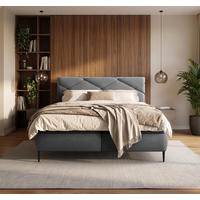 BOXBETT 180/200 cm  Grau  - Schwarz/Grau, Modern, Holz/Holzwerkstoff (180/200cm) - MID.YOU