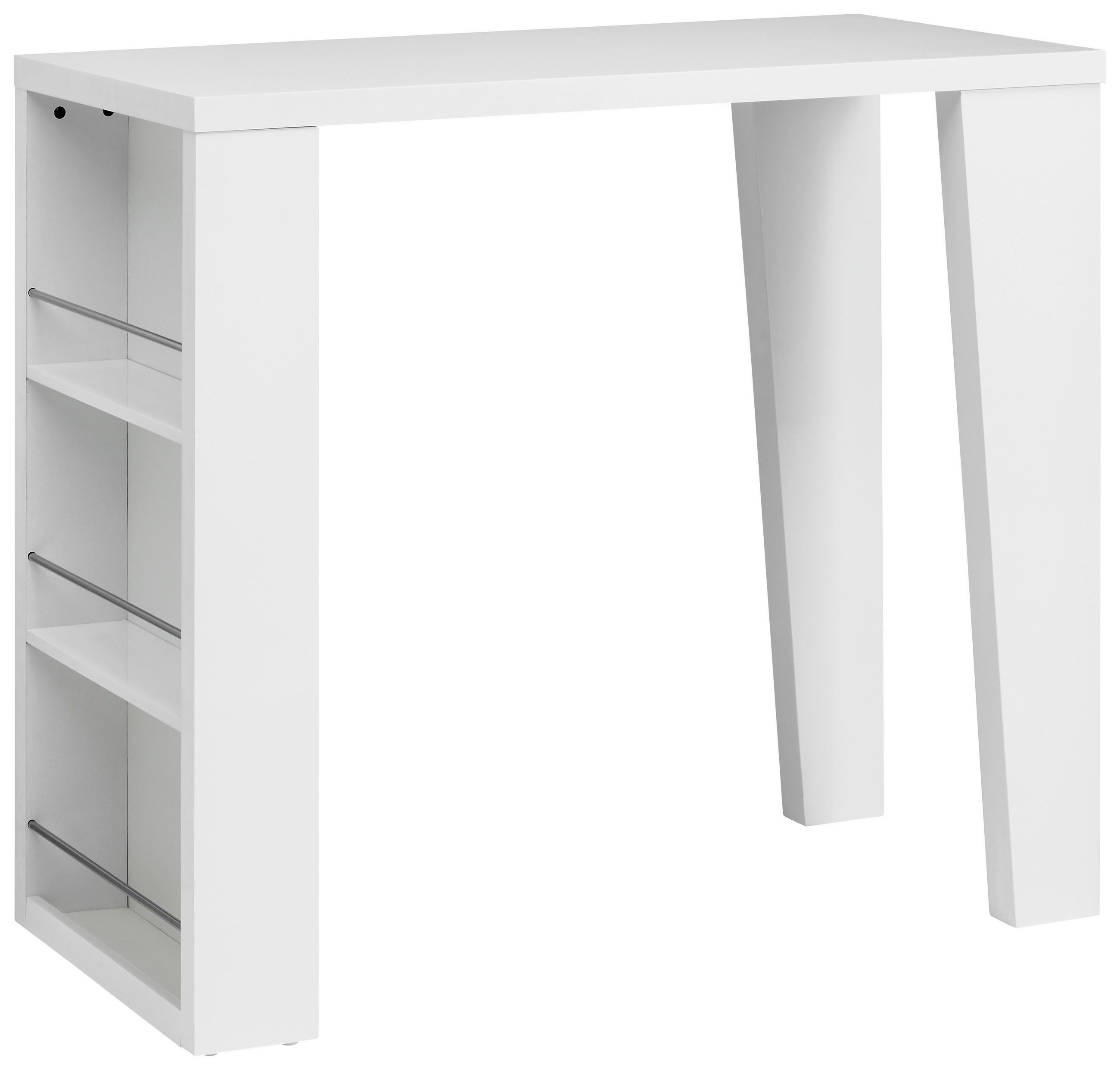 BAROVÝ STÔL, biela s vysokým leskom, 120/107/60 cm - biela s vysokým leskom, Konventionell, kov/kompozitné drevo (120/107/60cm)