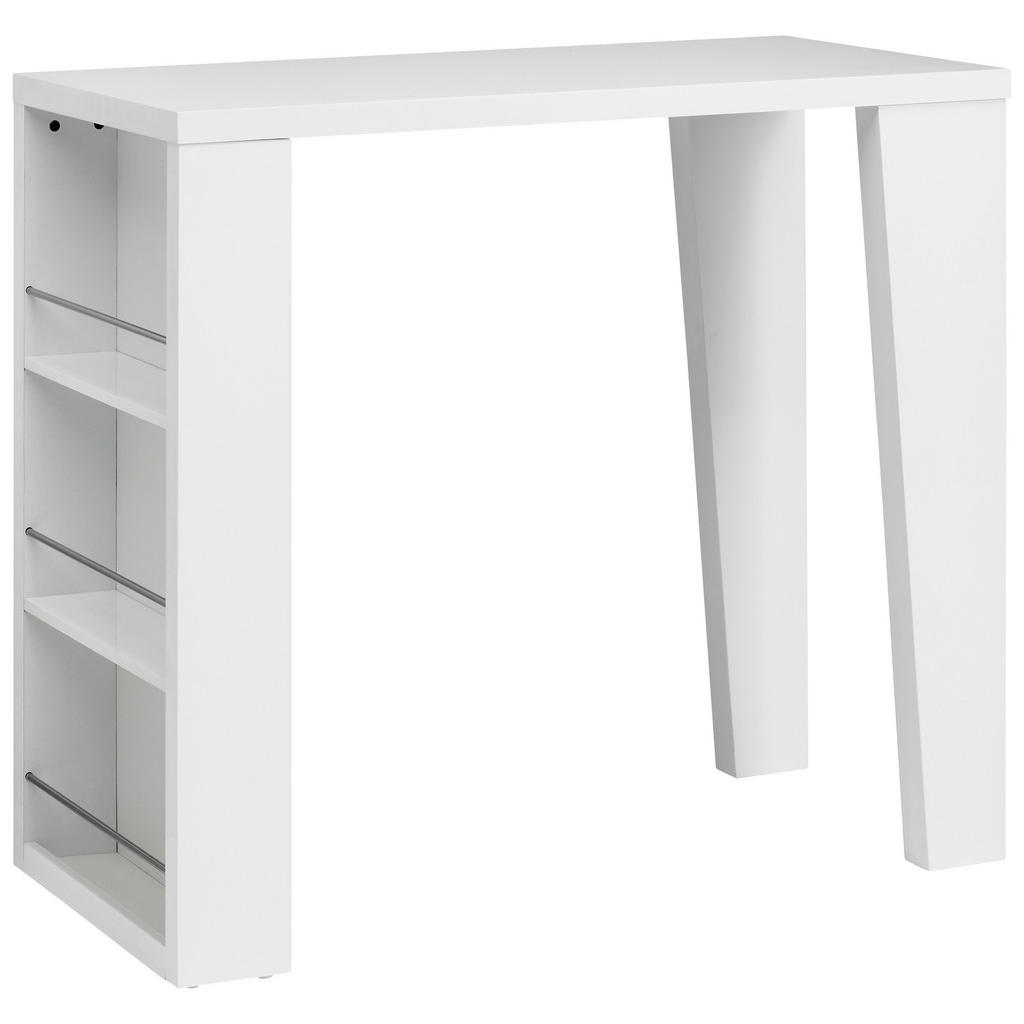 BAROVÝ STŮL, vysoce lesklá bílá, 120/107/60 cm