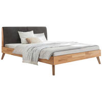BETT 140/200 cm  in Kernbuche, Anthrazit  - Anthrazit/Kernbuche, Natur, Holz (140/200cm) - Hasena