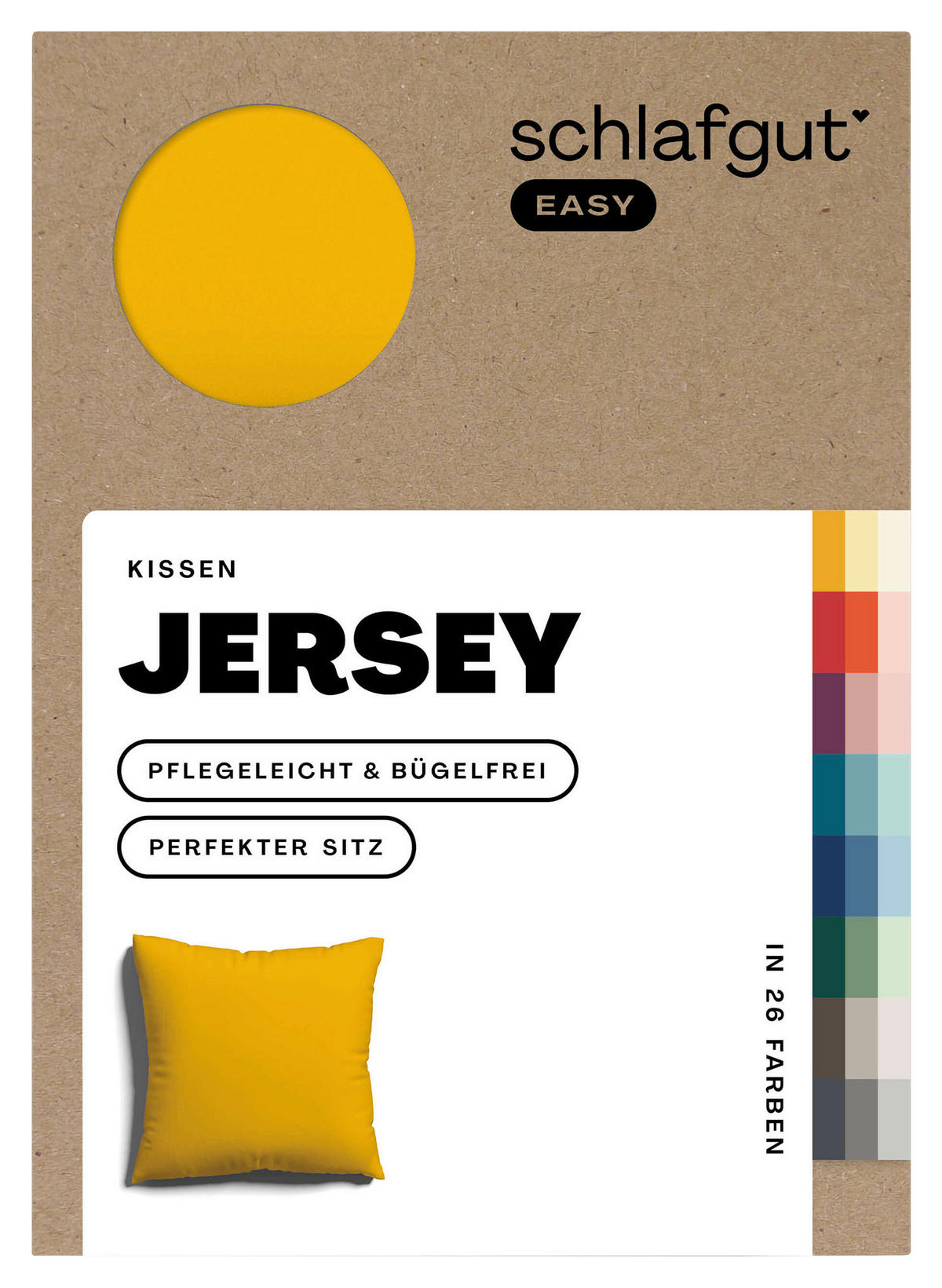 KISSENHÜLLE EASY JERSEY 40/40 cm  - Dunkelgelb, Basics, Textil (40/40cm) - Schlafgut
