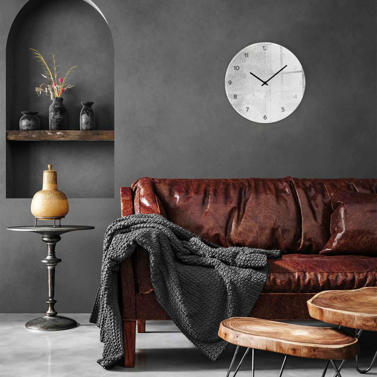 WANDUHR Grau  - Grau, Basics, Glas/Kunststoff (30cm)