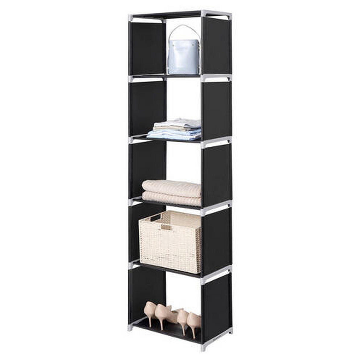 REGALKOMBINATION - Schwarz, Basics, Kunststoff/Textil (50/180/30cm) - Boxxx