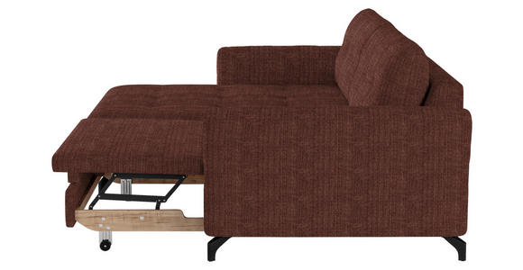 ECKSOFA in Flachgewebe, Leinenoptik Rotbraun  - Rotbraun/Schwarz, Design, Textil/Metall (170/242cm) - Xora