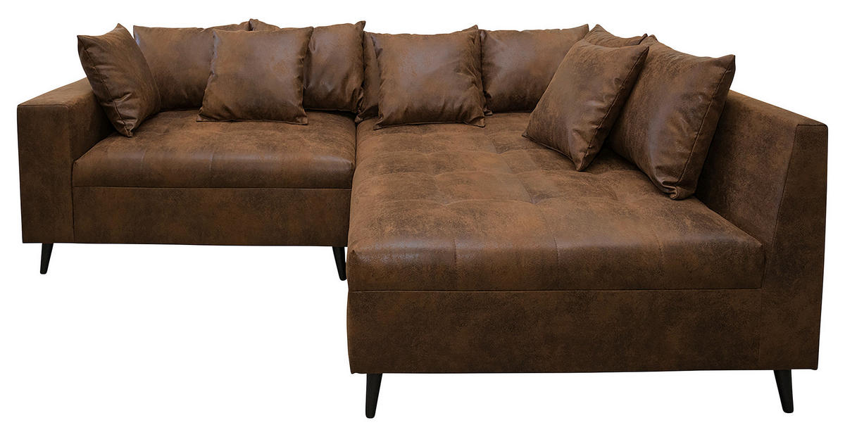 KUTNA GARNITURA tekstil  smeđa   - crna/smeđa, Design, tekstil/drvo (247/174cm) - MID.YOU