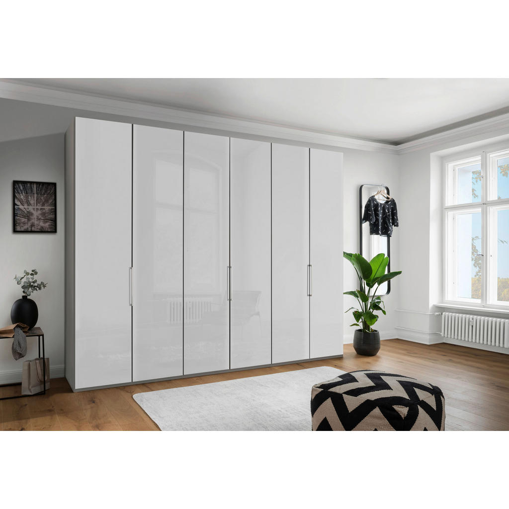 Thumbnail - Dieter Knoll Falttürenschrank, Grau, Weiß, Metall, 6 Fächer, 300x216x58 cm, ISO 9001, Goldenes M, Made in Germany, Beimö...