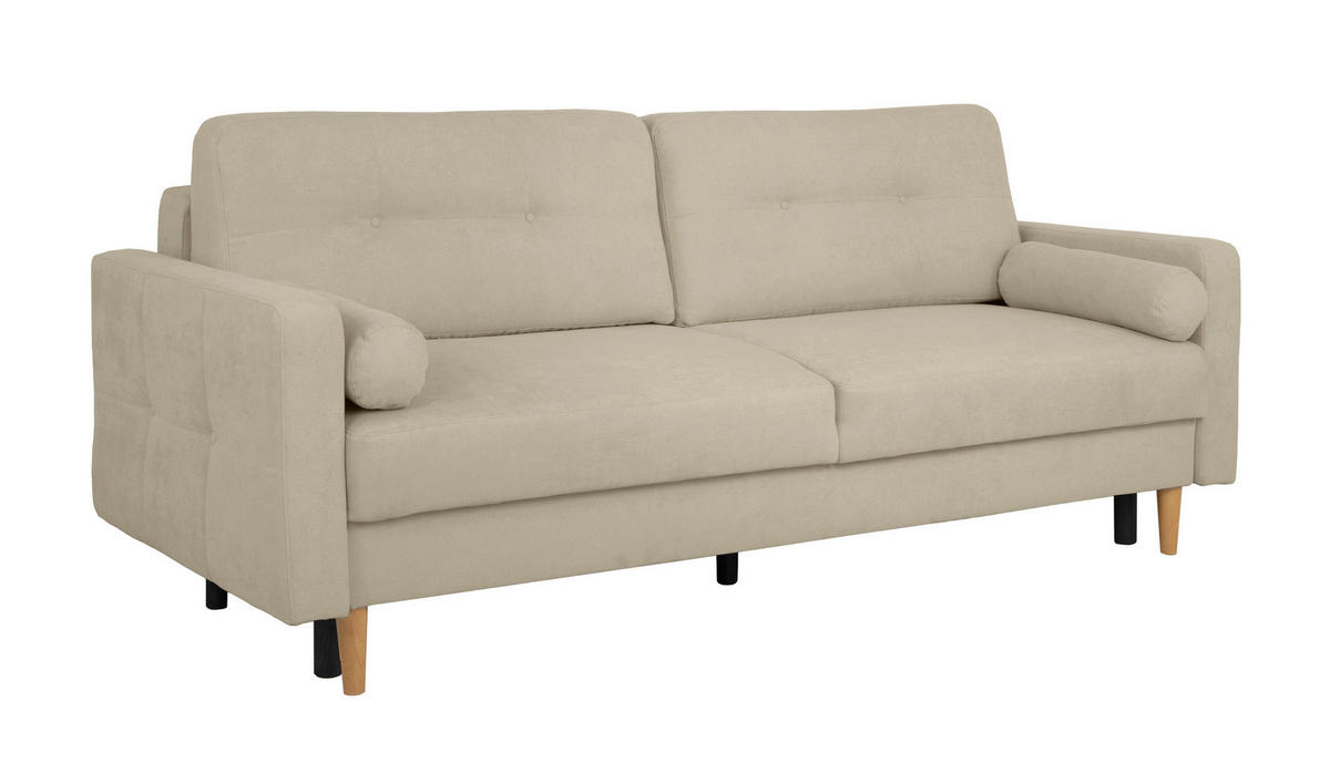 SCHLAFSOFA in Taupe  - Taupe/Buchefarben, Design, Holz/Textil (222/93/99cm) - MID.YOU